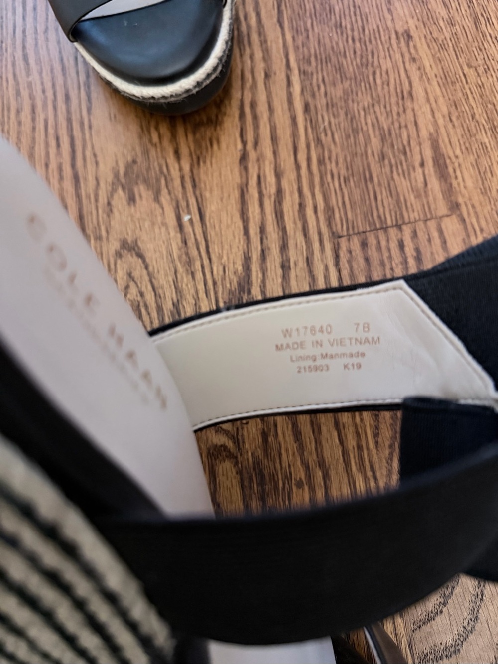 Cole Haan Black Espadrille Wedge Sandals with Elastic Ankle Wrap - Picture 6 of 7